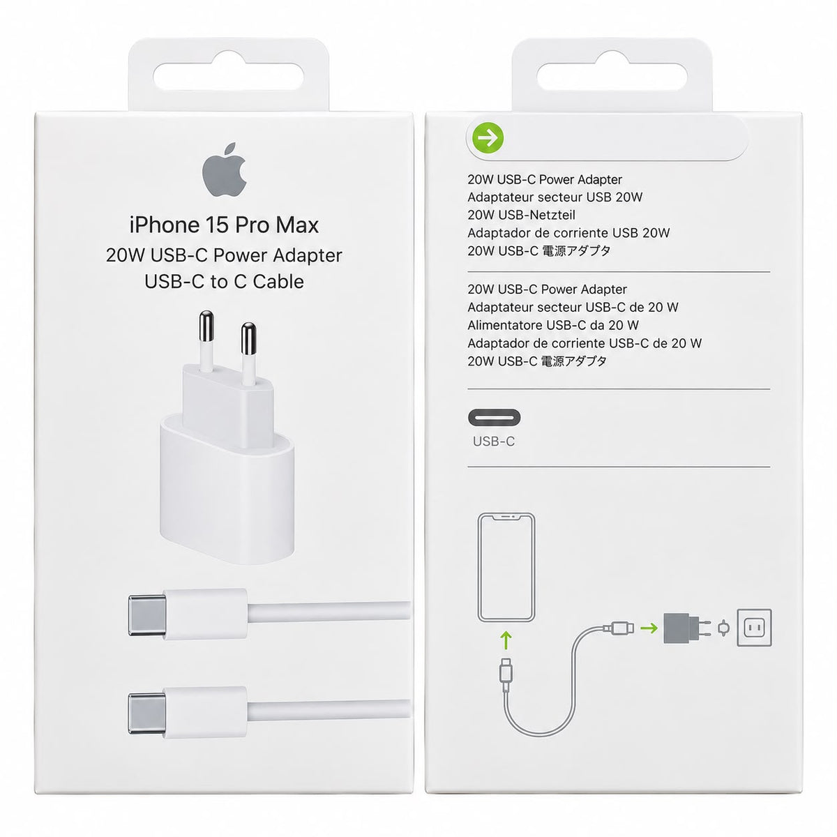 Set încărcător rețea Apple 20W+ cablu TypeC-TypeC 60W