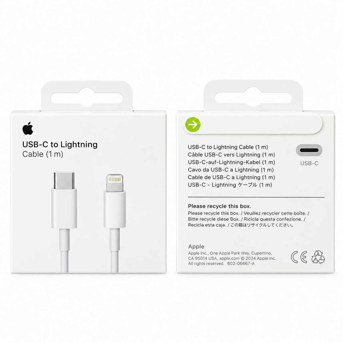 Cablu de date Apple USB Type-C - Lightning, MQGJ2ZM/A, 1m