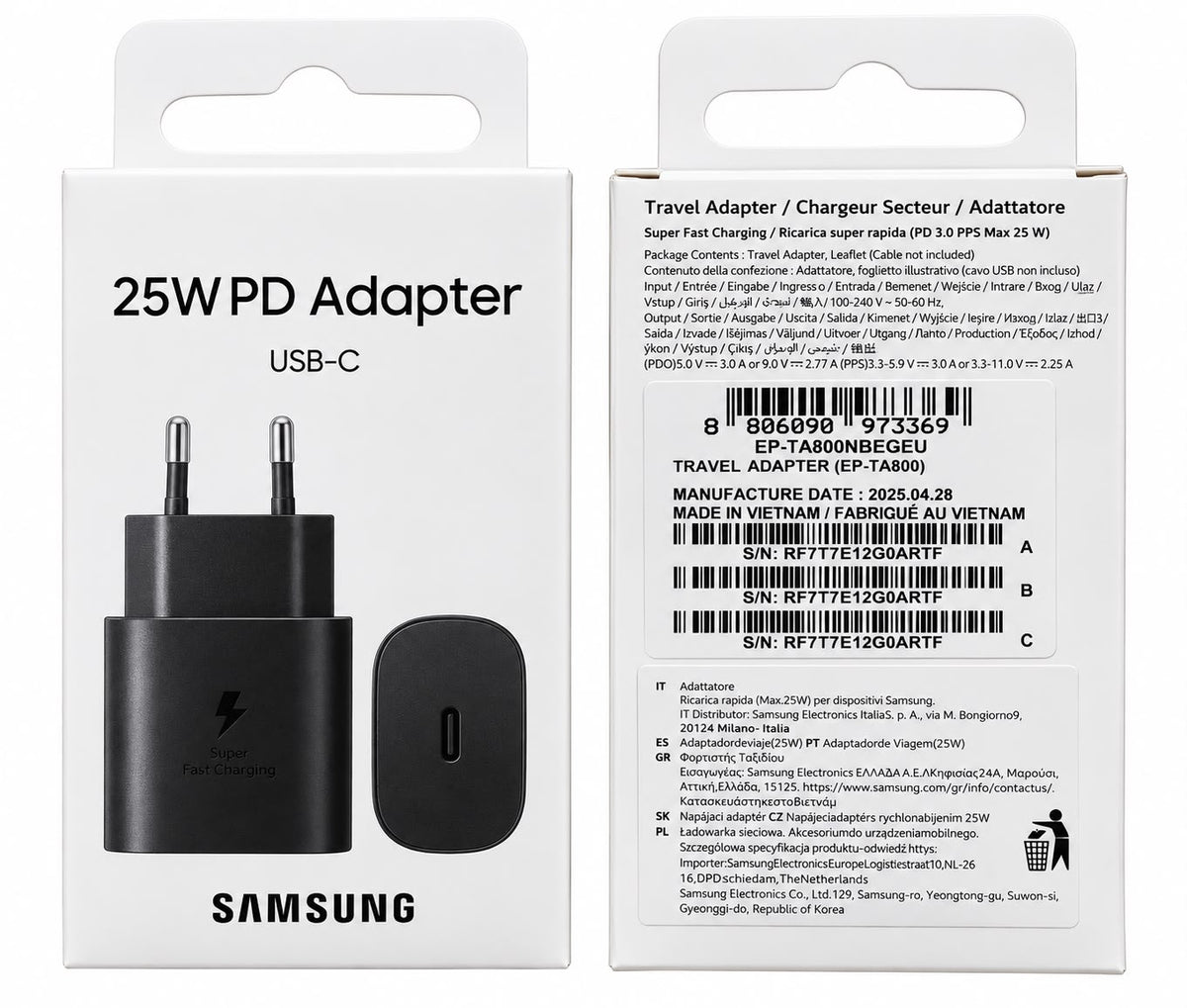 Incarcator retea SAMSUNG EP-TA800NBEGEU, 1xUSB-C Power Delivery 25W