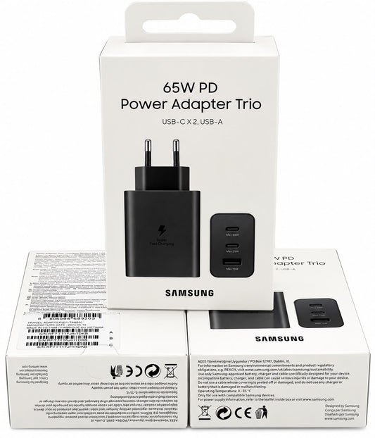 Incarcator Retea Samsung Trio, 65W, 3.5A, 1 x USB-A - 2 x USB-C, Negru EP-T6530NBEGEU